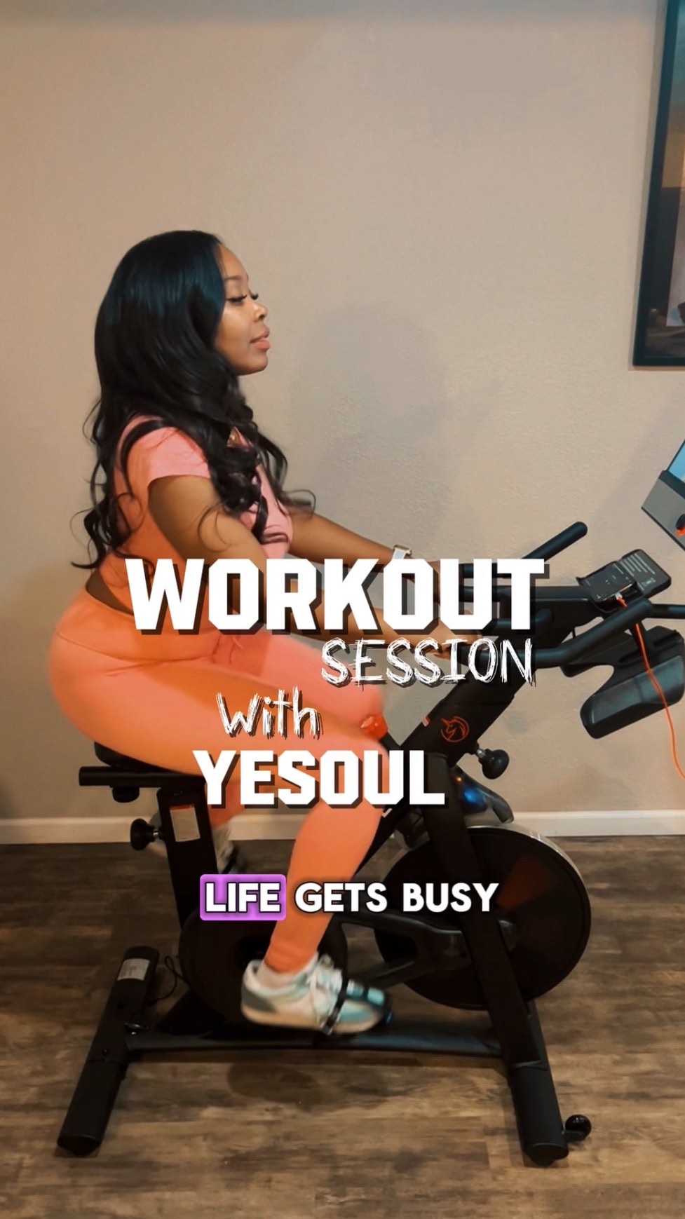 Instagram post by @djdiamonddiva for YESOUL FITNESS. Caption reads: Same workout. Same burn. Same results… but way....