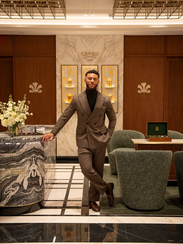 Instagram post by @treybryantstyle for Creed Fragrance. Caption reads: [...] of my favorite fragrance brands,....