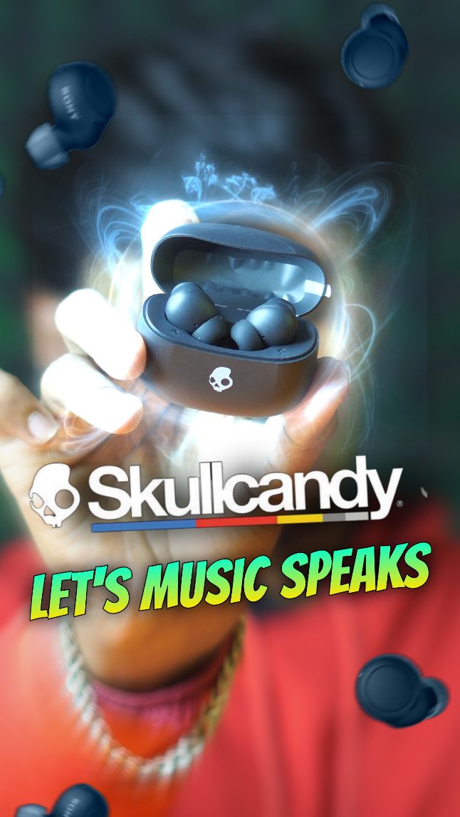 Instagram post by @praveen_techy_ for Skullcandy. Caption reads: Branded + Budget TWS 🎧 
.
. Unleash the Uproar....