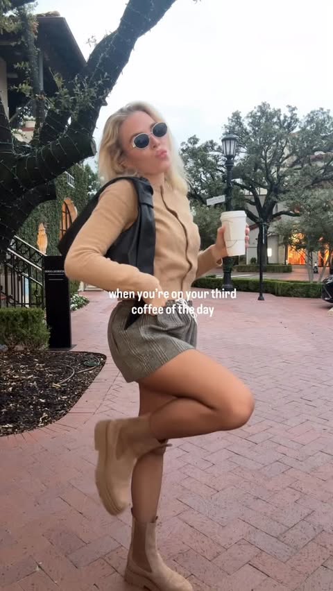 Instagram post by @maguireamundsen for Hanes. Caption reads: dance moves sponsored by espresso ☕️

#falloutfit....