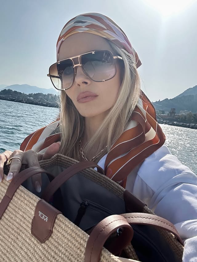 Instagram post by an influencer for TUMI. Caption reads: [...] dream Mediterranean escape 🍋 @TumiTravel....