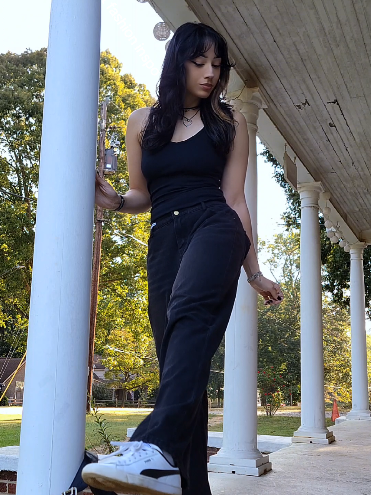 TikTok post by @keeshpeeesh for Emmiol. Caption reads: casual alt ootd with the perfect jeans for fall....