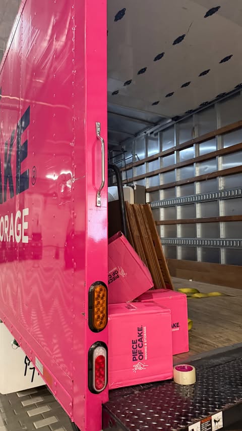 Instagram post by @reneeestella for Piece of Cake Moving & Storage®. Caption reads: Thank you so much @pieceofcakemoving 🩷.