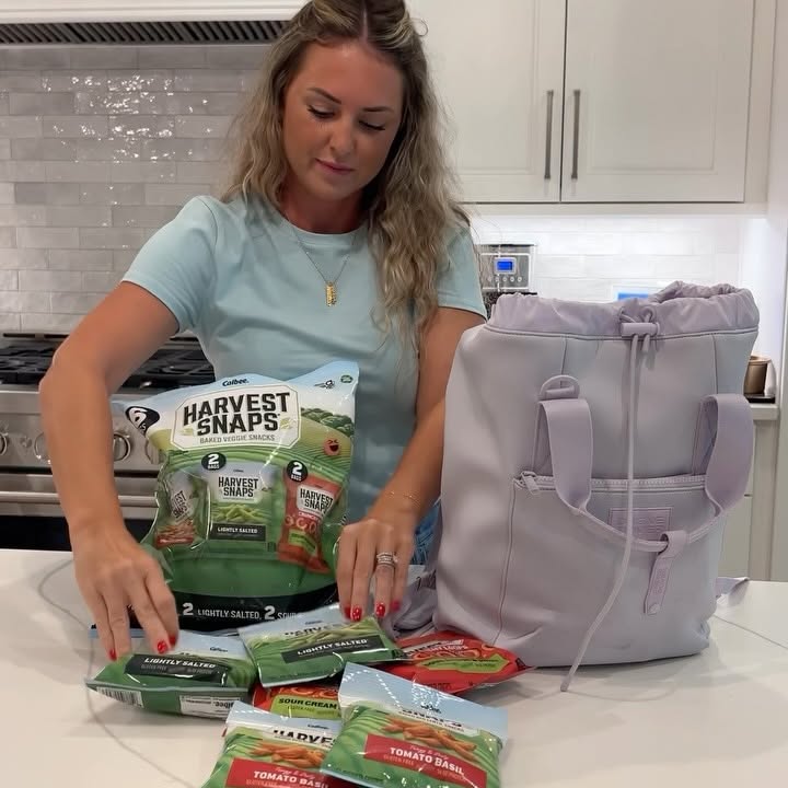 Instagram post by @camenyoungblood for Harvest Snaps. Caption reads: If you're looking for an on the go snack that you....