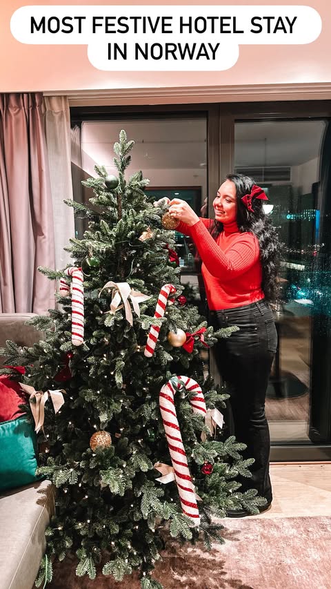 Instagram post by @shinewithshanu for Scandic. Caption reads: What a beautiful stay😍🎄✨ This was in Bergen,....
