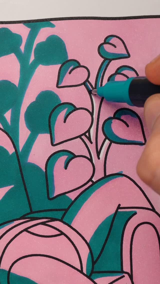 Instagram post by @benjionpaper for Faber-castell. Caption reads: Coloring a page using the Goldfaber Sketch Markers....