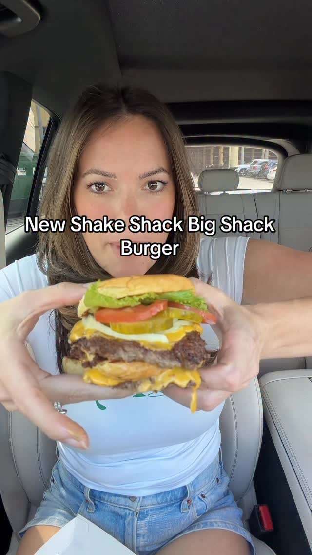 Instagram post by @eatdrinkandbemandy for Shake Shack. Caption reads: Big bites are a must @shakeshack 
.
.
.
#mukbang....