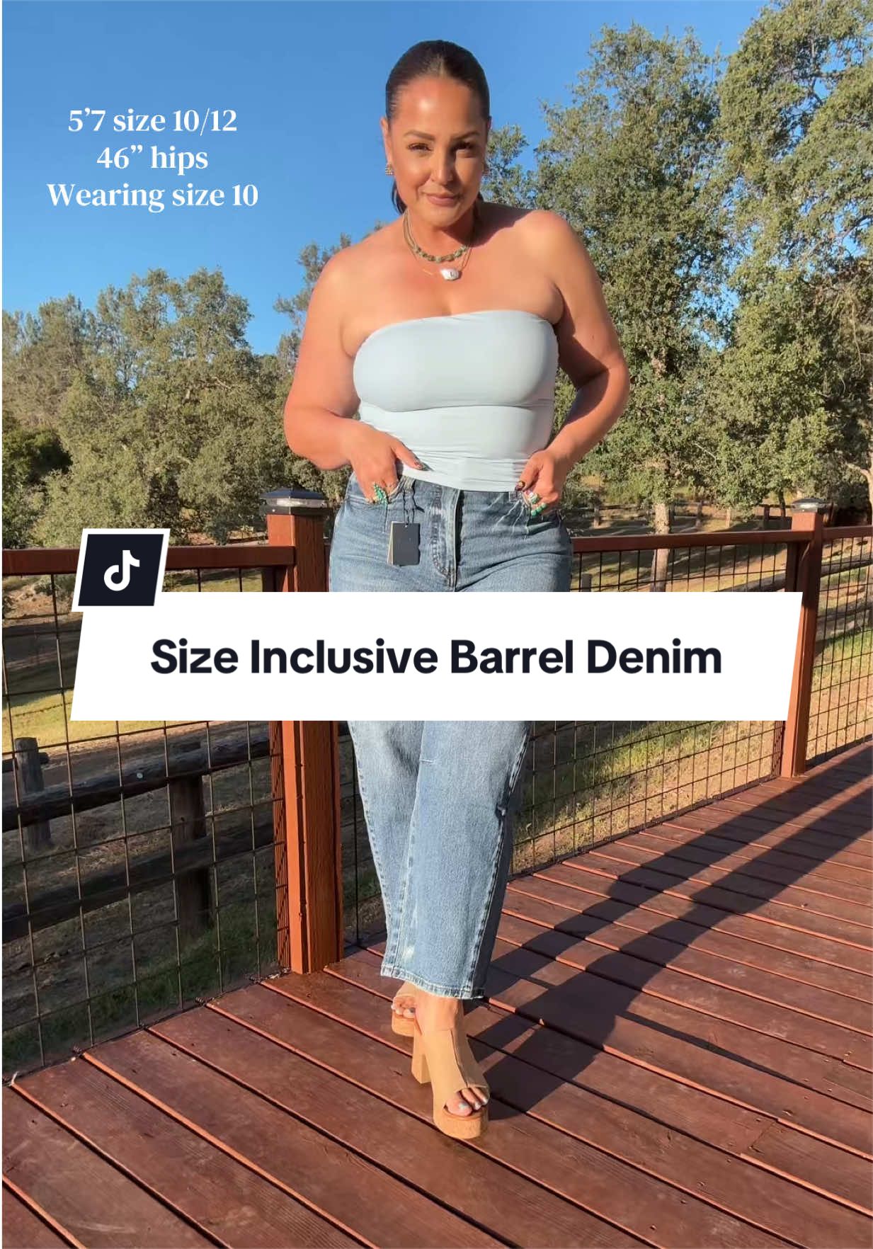 TikTok post by @_.andrea.nicole._ for Emma Lous Boutique. Caption reads: [...] good on everyone @Avery Denim @Emma Lous....