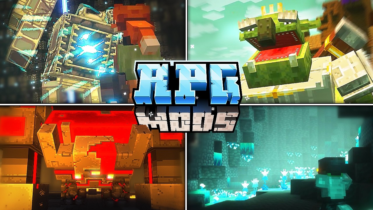 YouTube post by @EnderVerseMC for CurseForge. Caption reads: TOP 20+ Minecraft RPG/Adventure ⚔️ Mods Ep. 4 |....