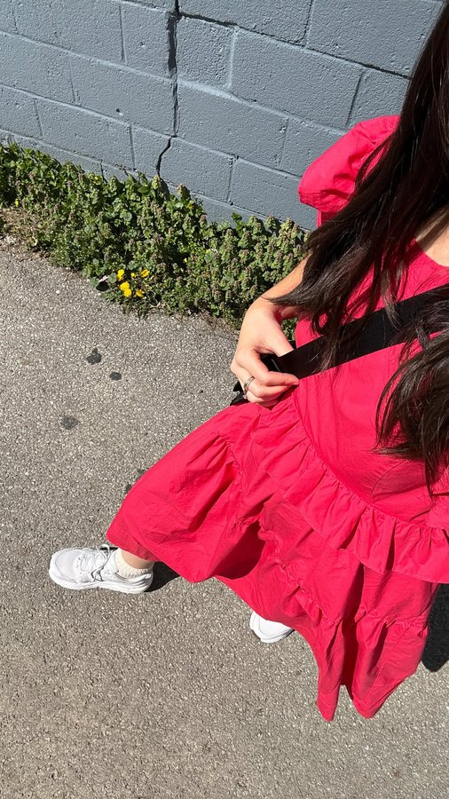 Instagram post by an influencer for HOKA. Caption reads: [...] to errands- i live in my hokas! #FlyHumanFly....