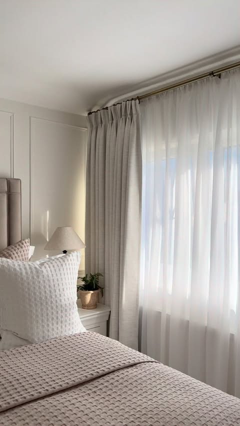 Instagram post by @at_homewith_dd for Twopagescurtains. Caption reads: [...] love how these curtains and voiles....