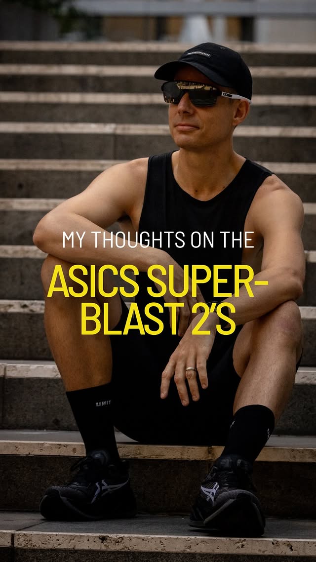Instagram post by @boltinben for ASICS. Caption reads: [...] own the Superblast? What do you think?....