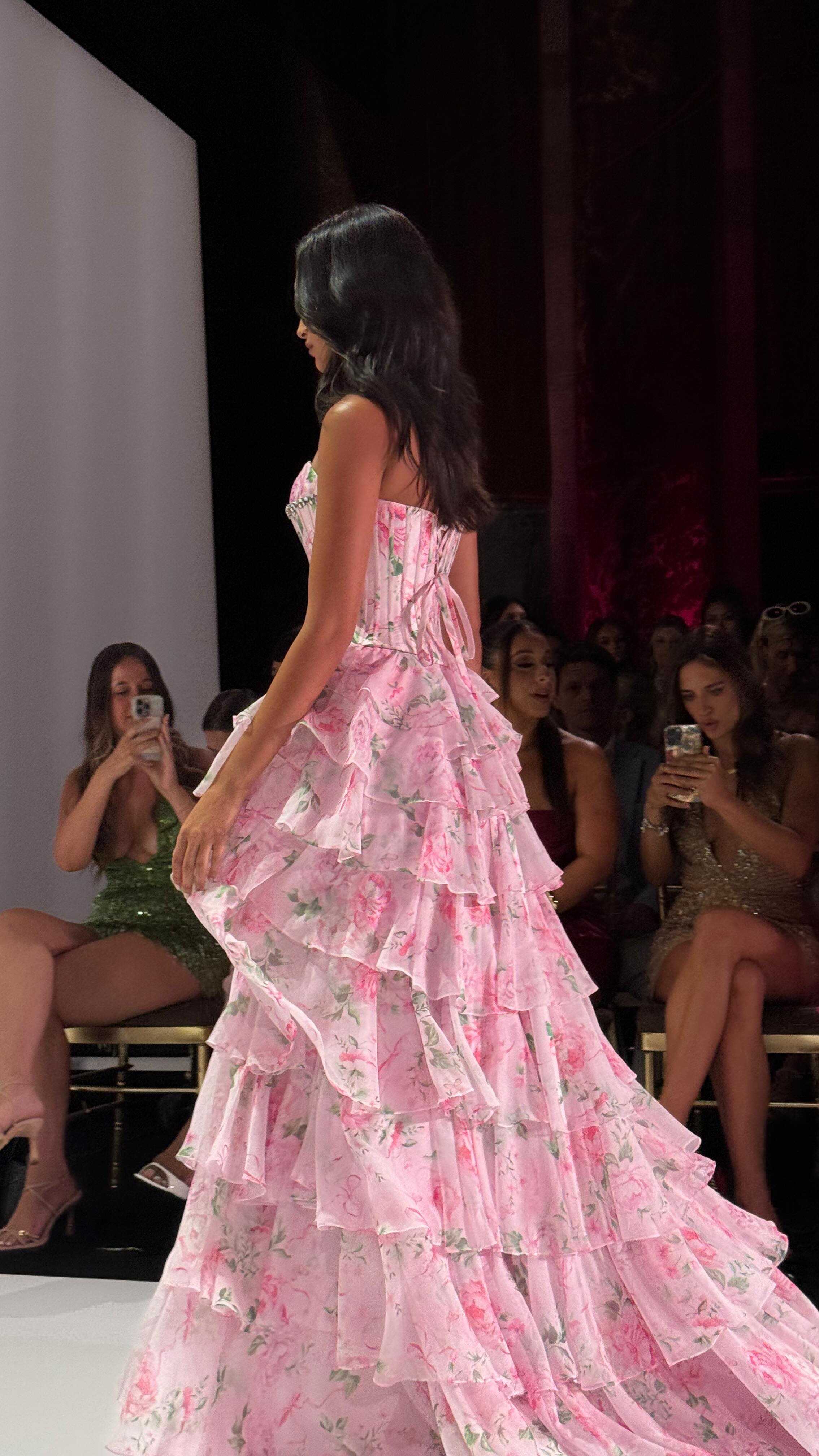 Instagram post by @brookiebarry for Sherri Hill. Caption reads: Come along with me to my fitting for the....