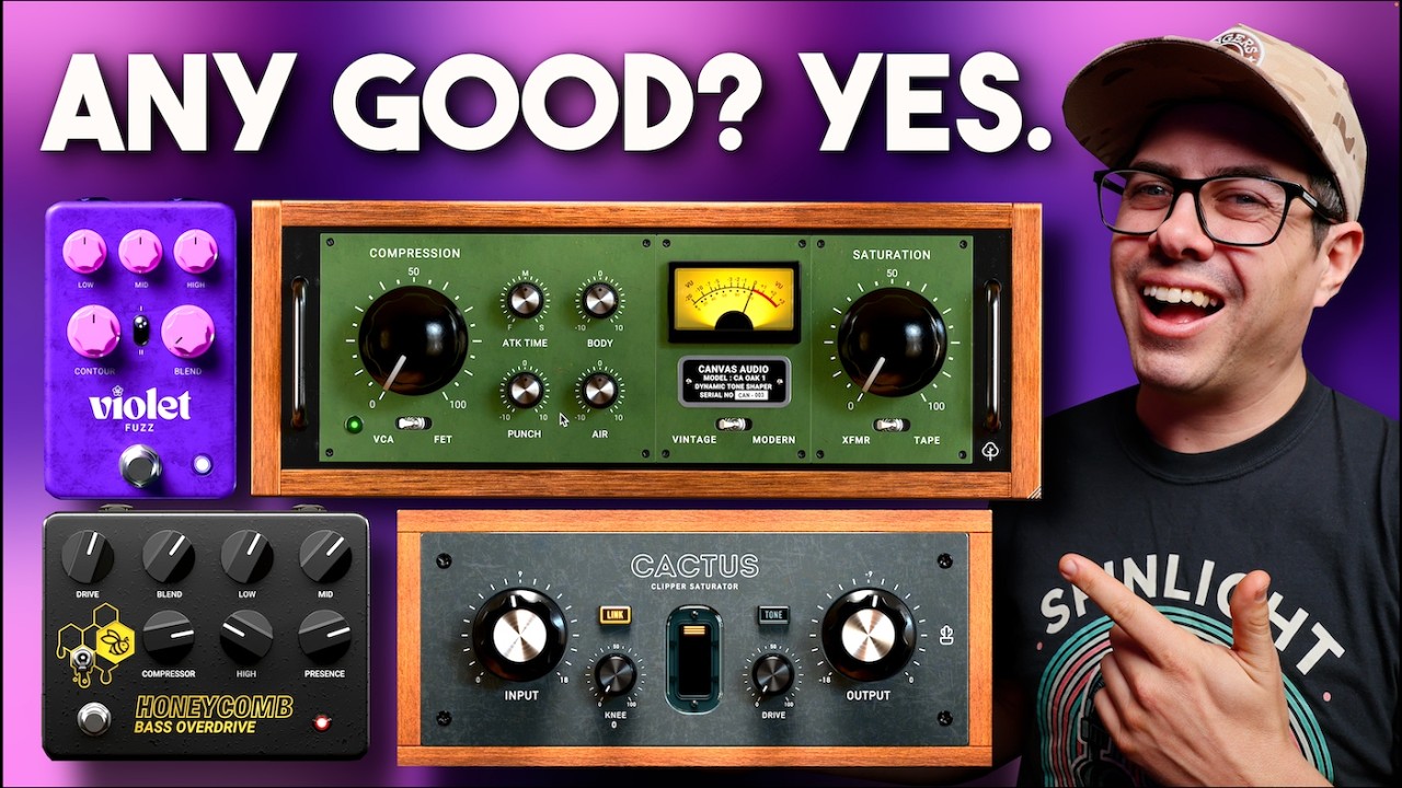 YouTube post by @spinlightstudios for Safari Pedals. Caption reads: These 4 Plugins Made My Mix Bigger and Better –....