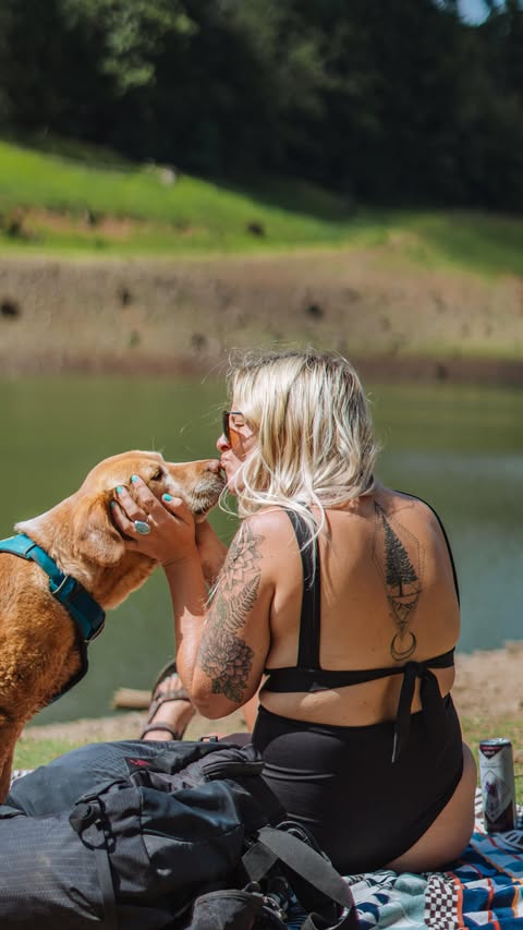 Instagram post by @itsloganmarie for Ruffwear. Caption reads: My first dog, my soul dog, miss Patsy girl 💛 We....