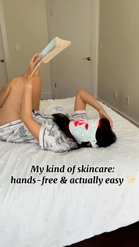 Instagram post by @just_trish_style for Omnilux. Caption reads: I’ve been loving my @omniluxled LED mask for those....