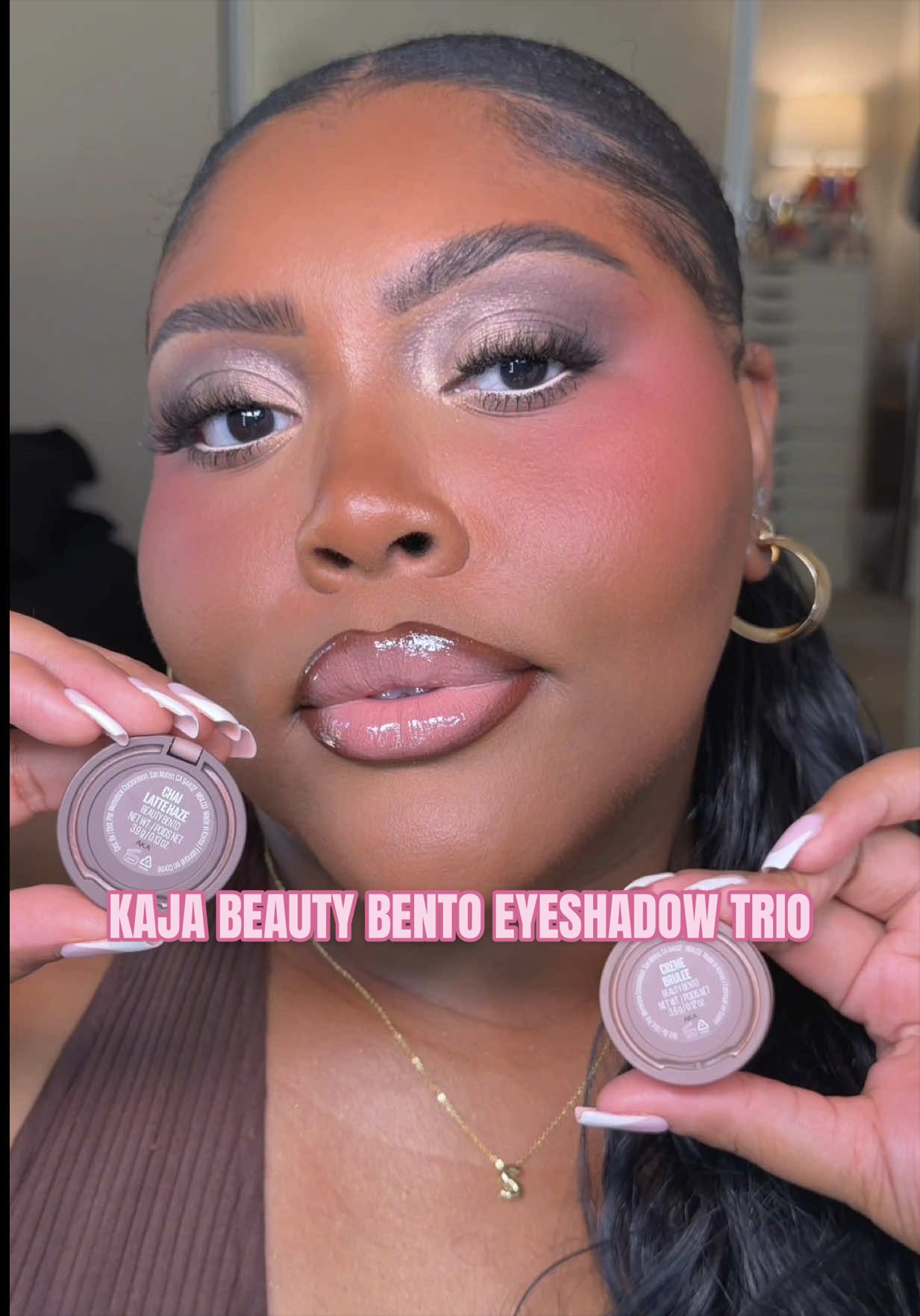 TikTok post by @serenttaaa for Kaja Beauty. Caption reads: #KajaBeautyPartner I'm keeping my eye looks quick....