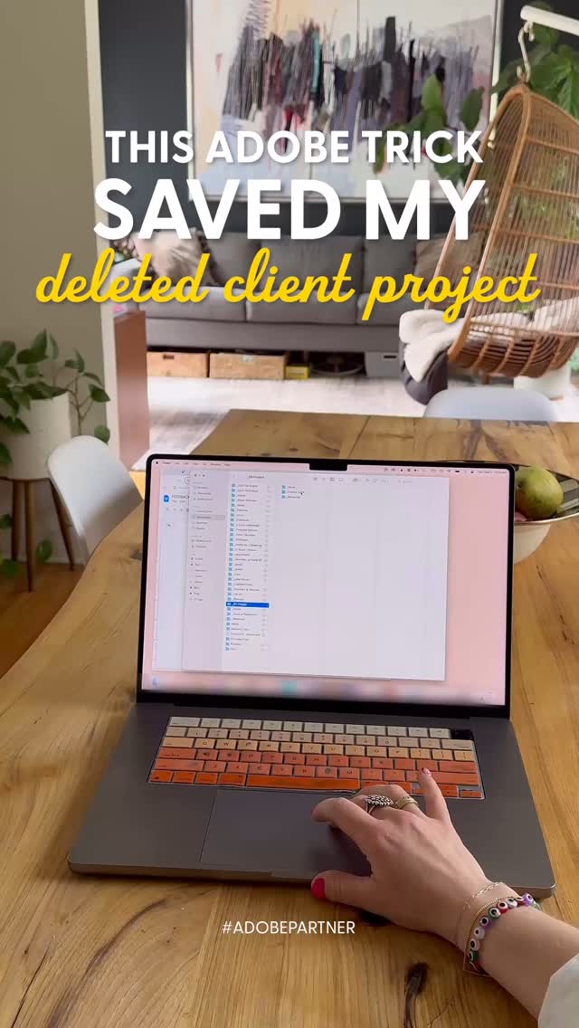Instagram post by @ilanagriffo for Adobe Design. Caption reads: Can’t find your original files? No need to panic....