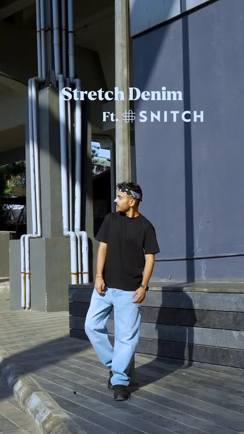 Instagram post by @iamtheajaysinghh for Snitch. Caption reads: Effortless days, elevated fits with Snitch 👖✨....