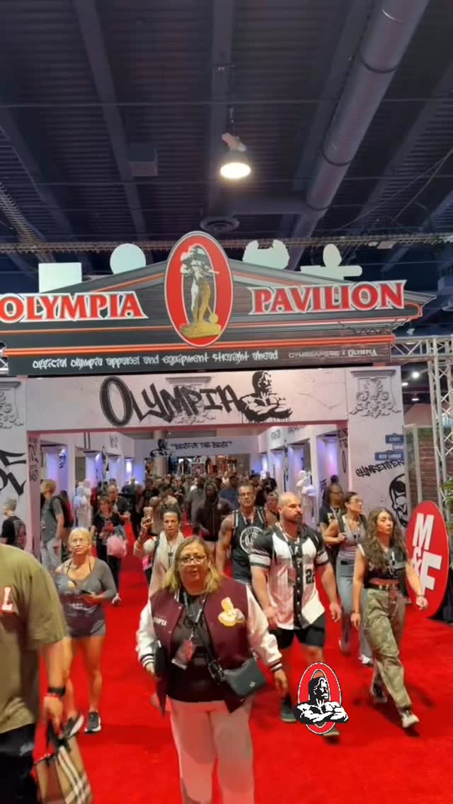 Instagram post by @jake_wood_media for FLEX Magazine. Caption reads: 2025 Olympia Expo Is Open!!!!!

2025 Olympia World....