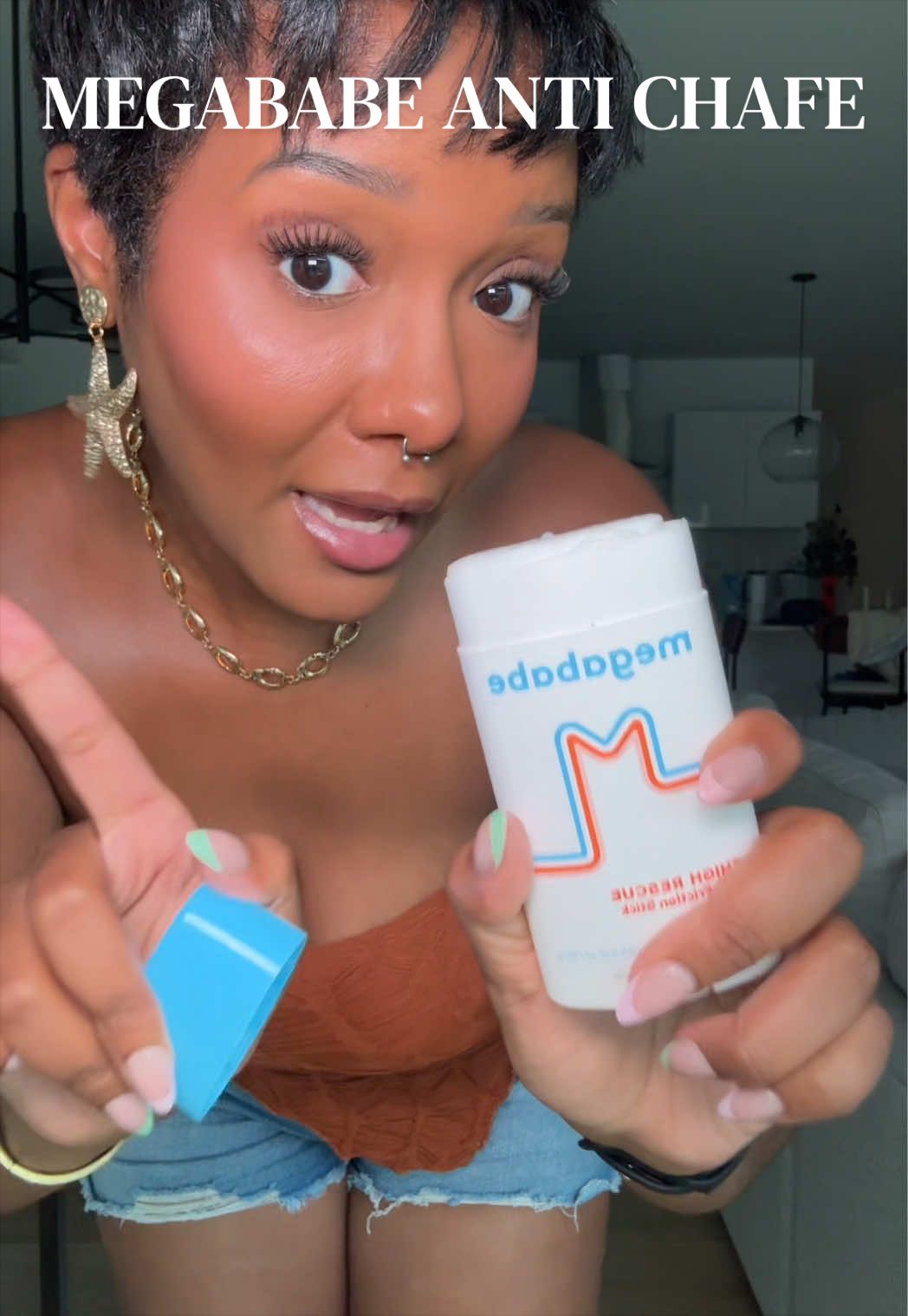 TikTok post by @pinspo.girl for Megababe. Caption reads: [...] found 🙂‍↕️The thigh rescue stick by....
