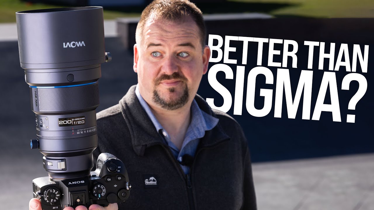 YouTube post by @PetaPixel for Audiio. Caption reads: Laowa's 200mm f/2 is HUGE and AMBITIOUS!.