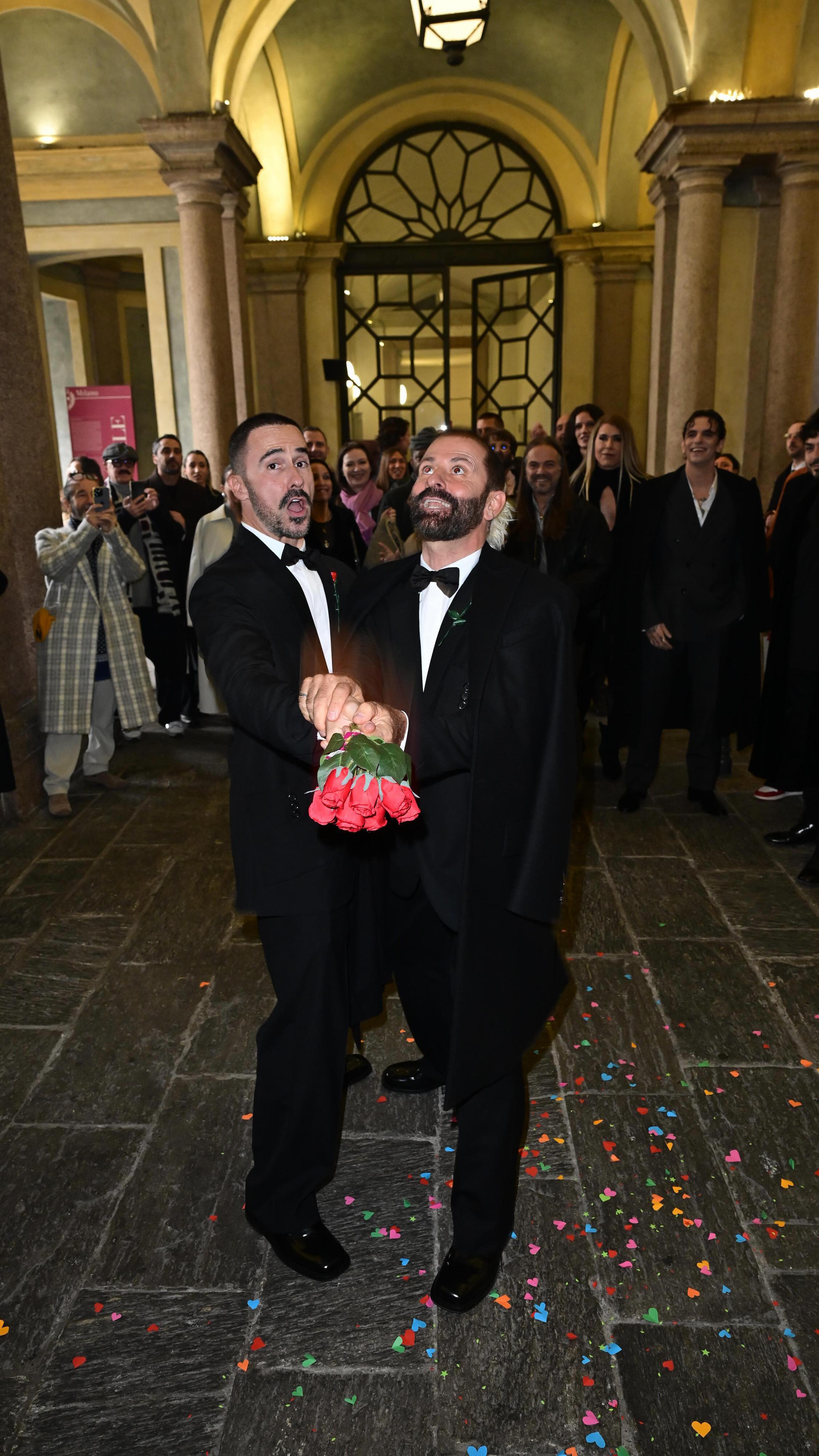 Instagram post by @marceloburlon for Moschino. Caption reads: Oggi Sposi part 1
@btslvtsc 

Master pf Ceremony....