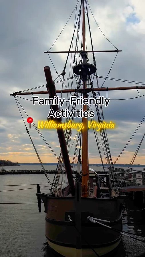 Instagram post by @_austinfamilyadventures for Visit Williamsburg. Caption reads: Family-Friendly Things to do in @visitwilliamsburg....