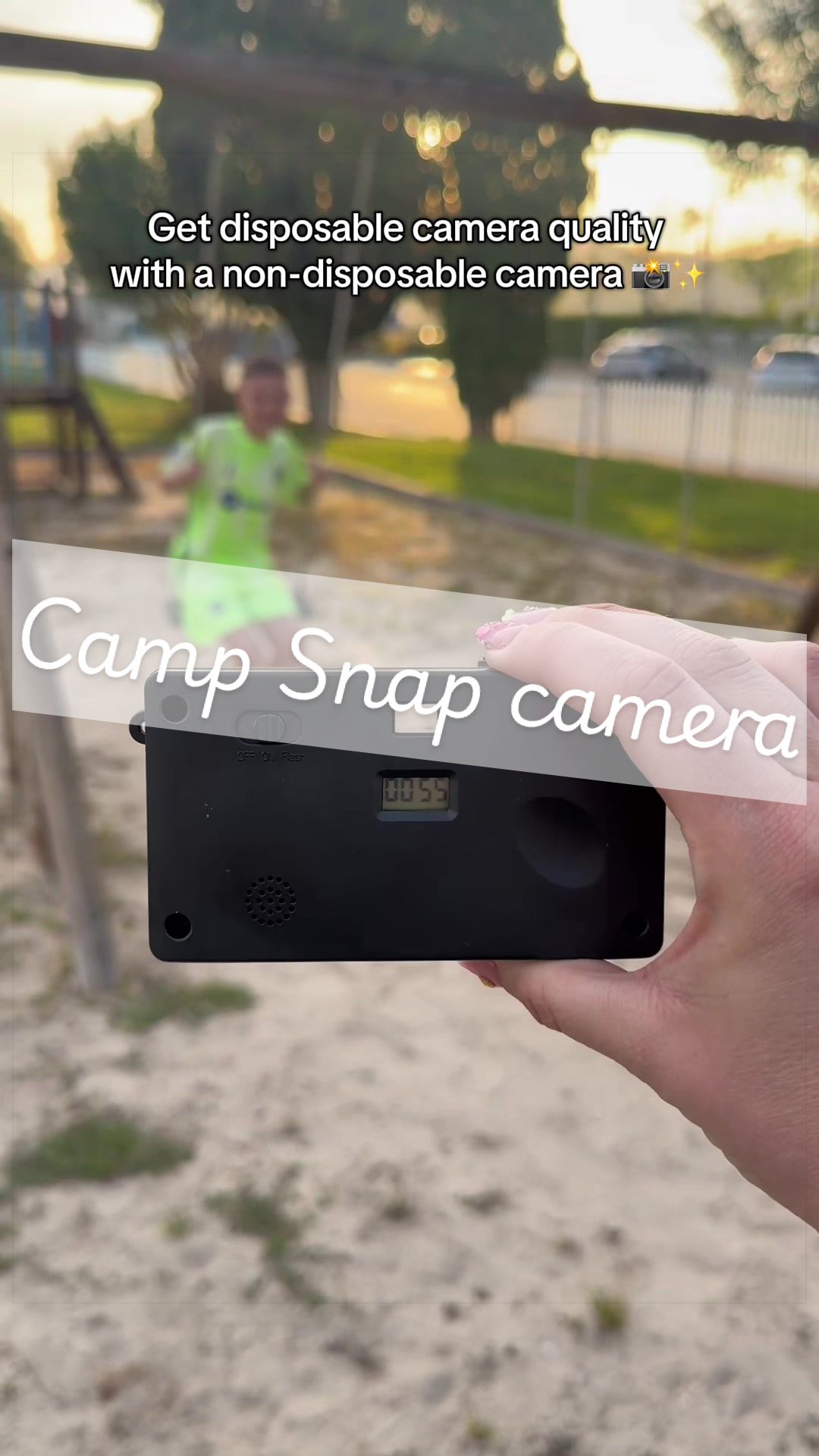 TikTok post by @luxepromotions for CampSnap. Caption reads: Get the vintage, retro pictures without having to....