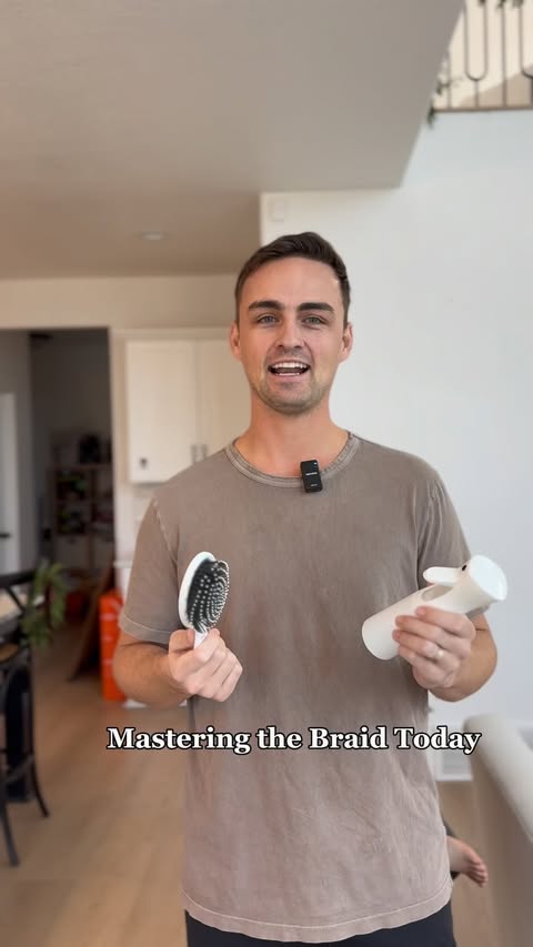 Instagram post by @jacob.neeley for Hyland's Naturals. Caption reads: Trying to improve my dad braid skills while....