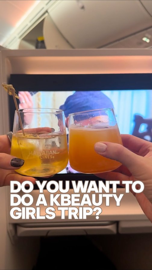 Instagram post by @glowopedia for Alaska Airlines. Caption reads: From Seattle straight to the skincare capital of....