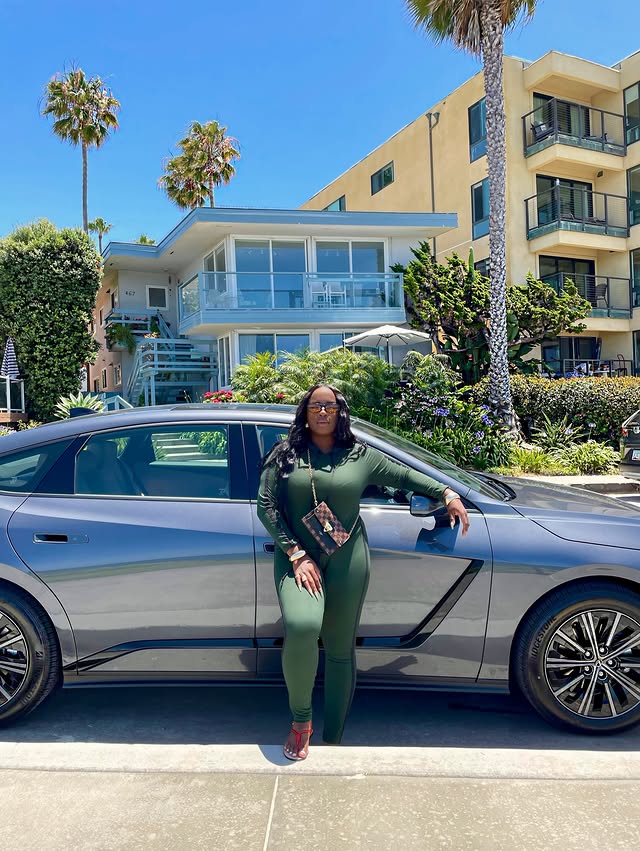 Instagram post by @adrienneshow for Lexus. Caption reads: 😍 ya girl spent time with the new 2026 Lexus ES....