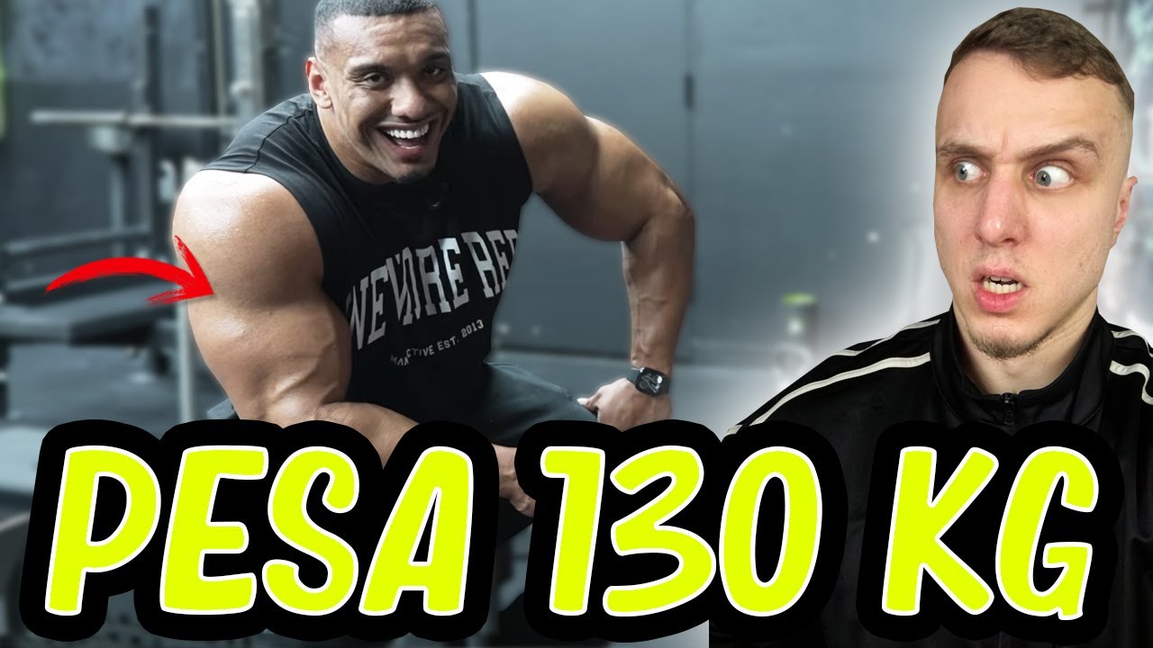 YouTube post by @gorrino for Temu. Caption reads: Larry Wheels has reached 130 kg in weight *he's....