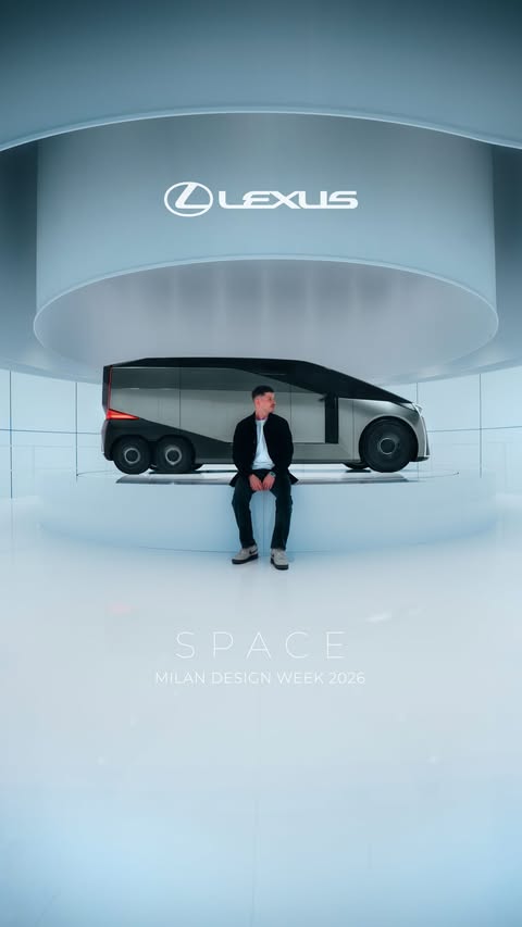 Instagram post by @xxi.vision for Lexus. Caption reads: @discoverlexus at Milan Design Week 2026. Stepping....