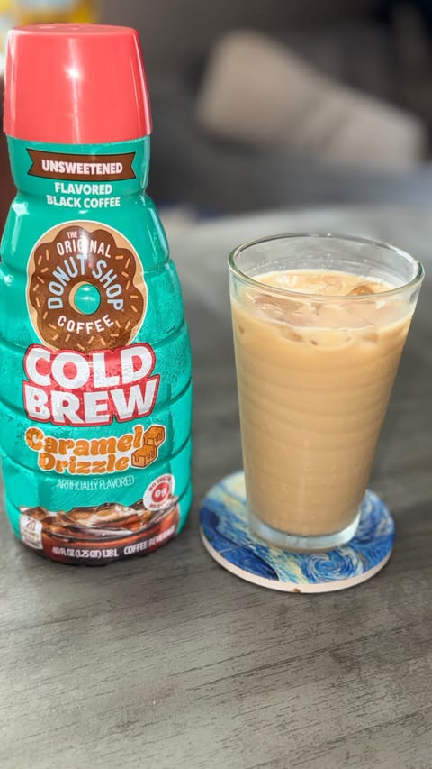 Instagram post by @stefannniee for Kroger. Caption reads: [...] brew coffee in caramel drizzle from....
