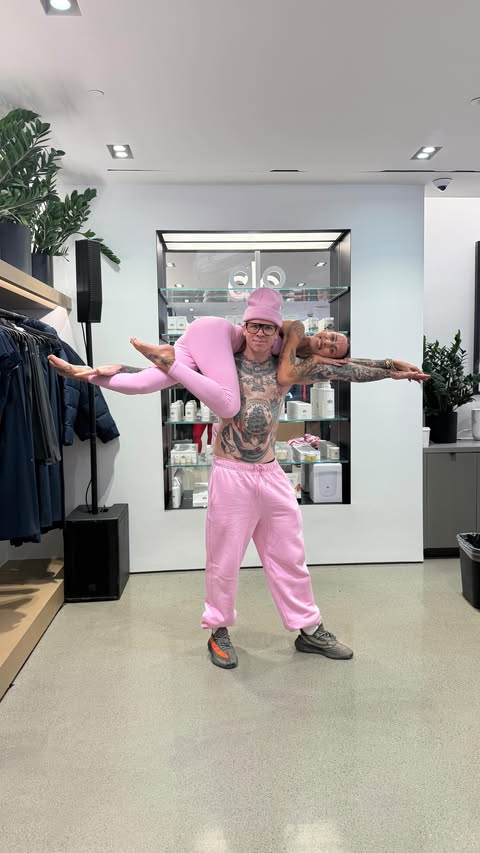 Instagram post by @eleonorazampatti for Alo Yoga. Caption reads: My mom says I can never take a normal picture with....