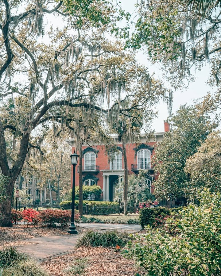Instagram post by @practicalwanderlust for Southern Living. Caption reads: Savannah, Georgia is full of stories. Fascinating,....