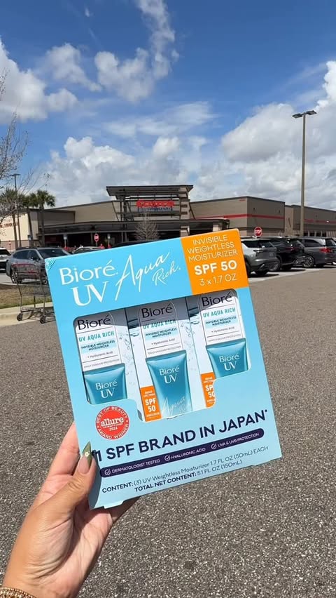 Instagram post by @orlandoqponqueen for Bioré USA. Caption reads: Run to Costco to score this Bioré UV Aqua Rich SPF....