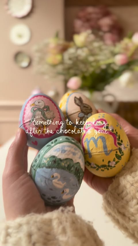 Instagram post by @oaktreehome for Baker Ross. Caption reads: [...] 🐣 The papier-mâché eggs are from @bakerross....