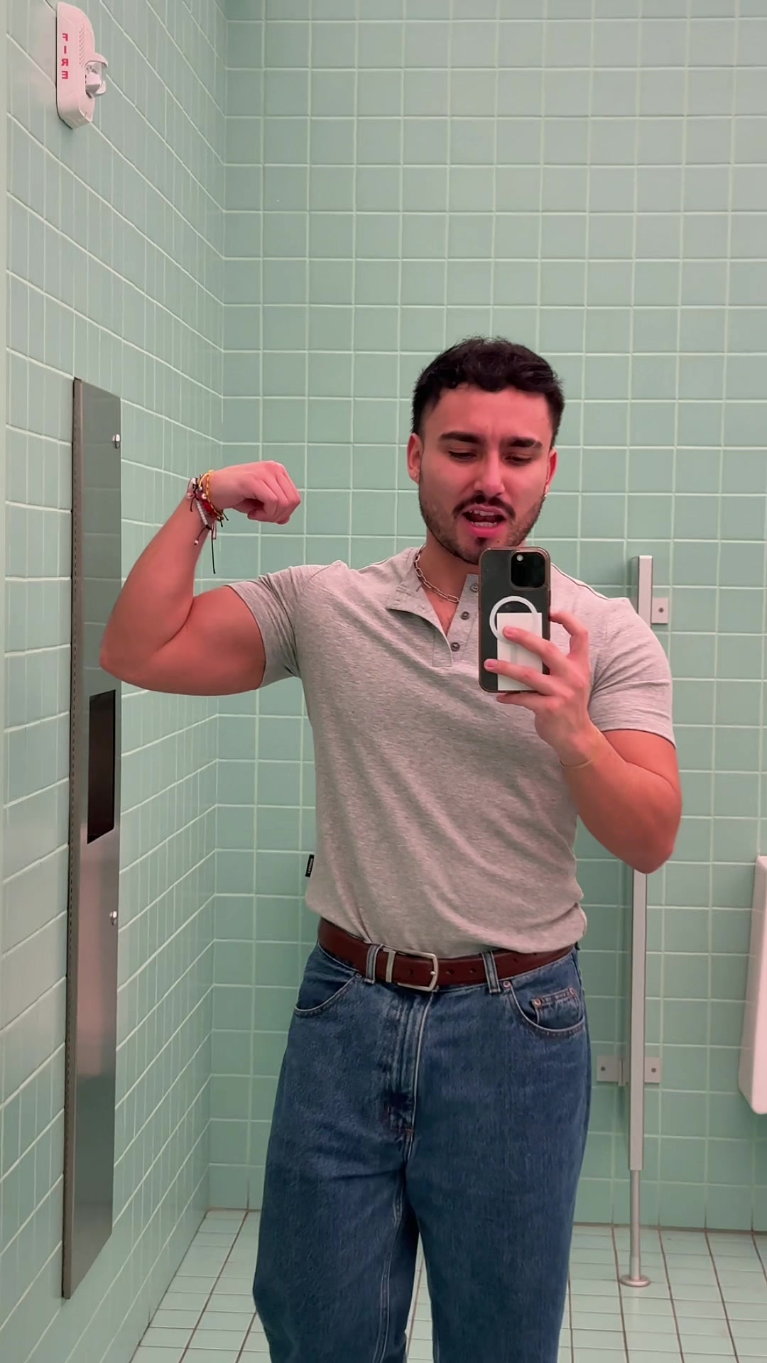 TikTok post by @john__g for JMIERR. Caption reads: obsessed with how well these shirts fit. @jmierr....
