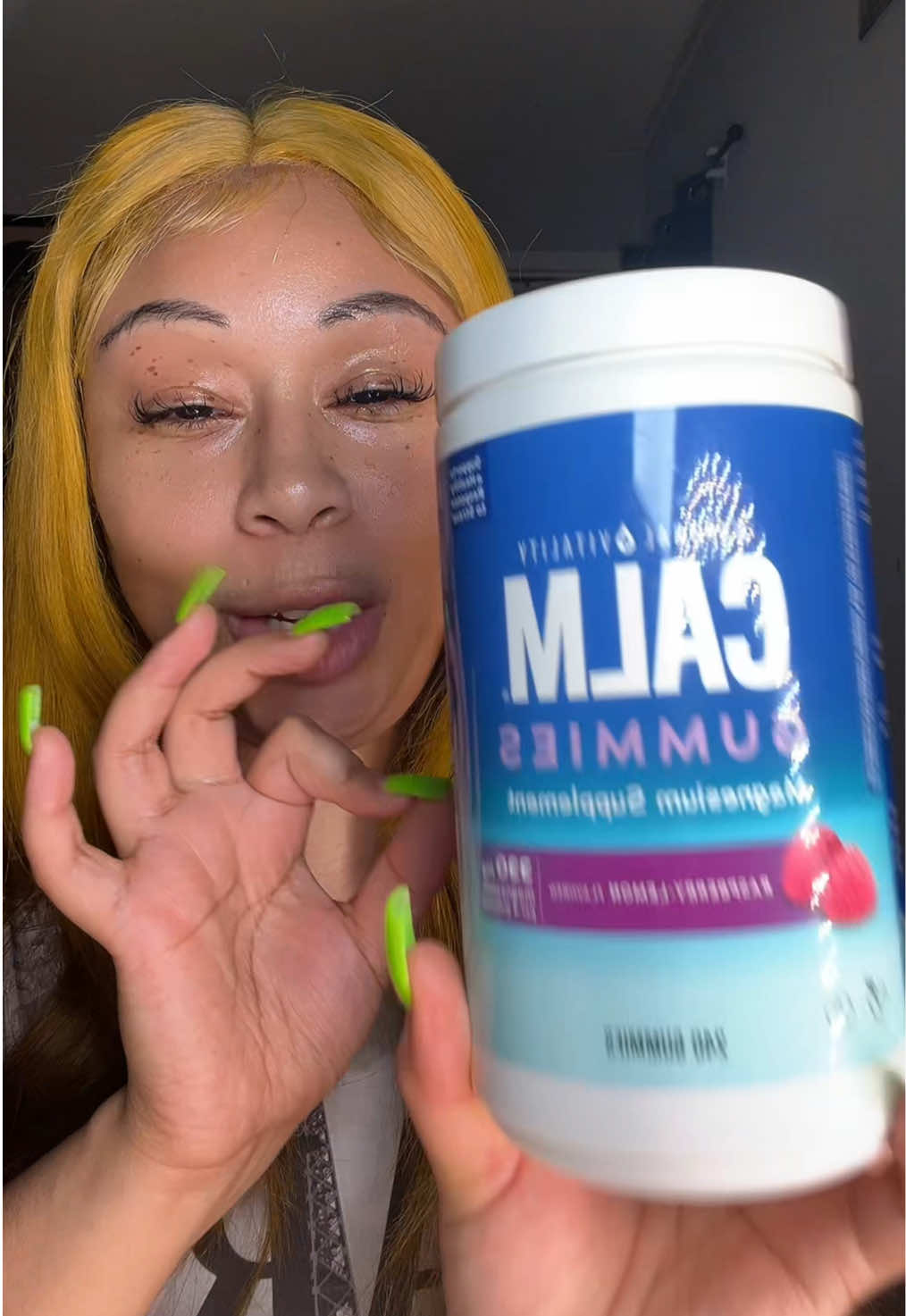 TikTok post by @taviabugg for Natural Vitality®. Caption reads: [...] less, sleep better, feel better ✨💙....