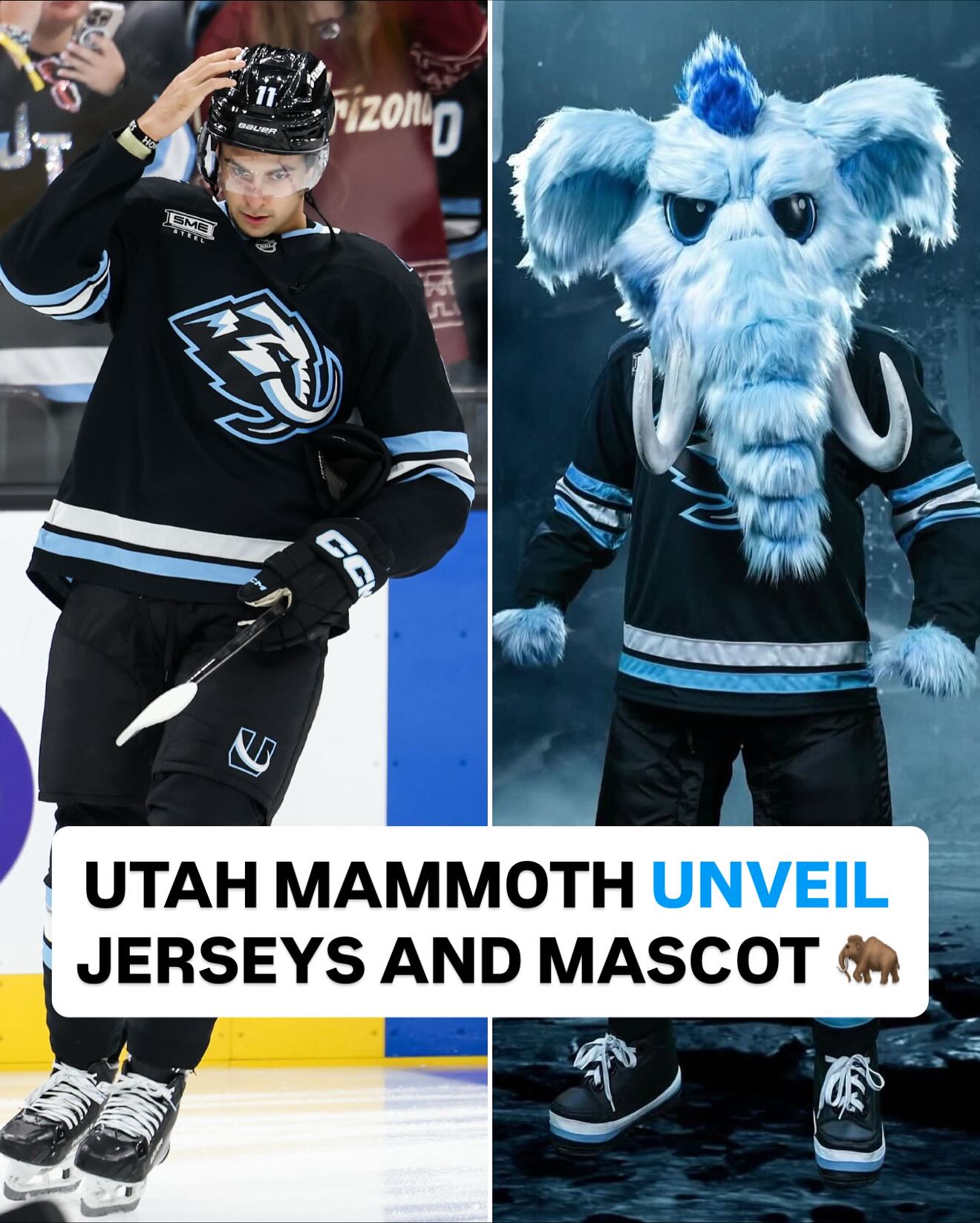 Instagram post by @utahmammoth for Bleacher Report. Caption reads: A NEW ERA HAS BEGUN 🧊🦣.
