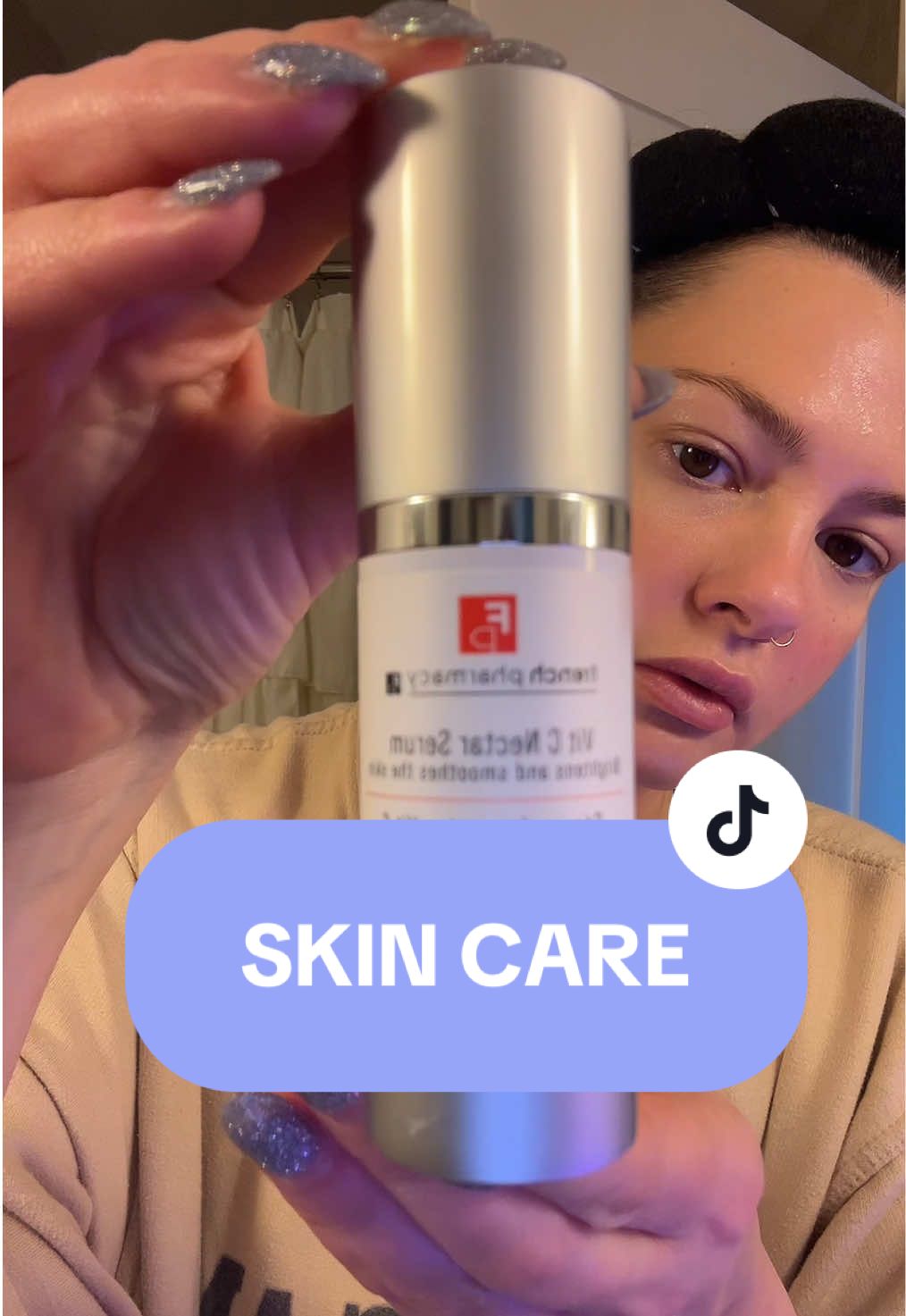 TikTok post by @kaelinfahreal for FrenchPharmacy. Caption reads: [...] morning makeup routine. 🧘🏼‍♀️....