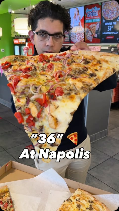 Instagram post by @nauman_eatz for Las Vegas Tips. Caption reads: Napoli Pizza Serving The Biggest Portions of....