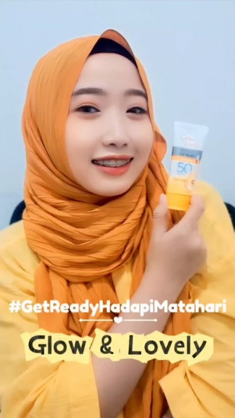 Instagram post by @qiu_nuna for Glow & Lovely Indonesia. Caption reads: Matahari bukan lagi halangan untuk menggapai mimpi....