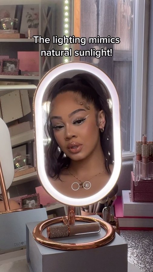 Instagram post by @tijerarayemua for Fancii. Caption reads: Loving my NEW Vanity Makeup Mirror by @fanciico 👀....