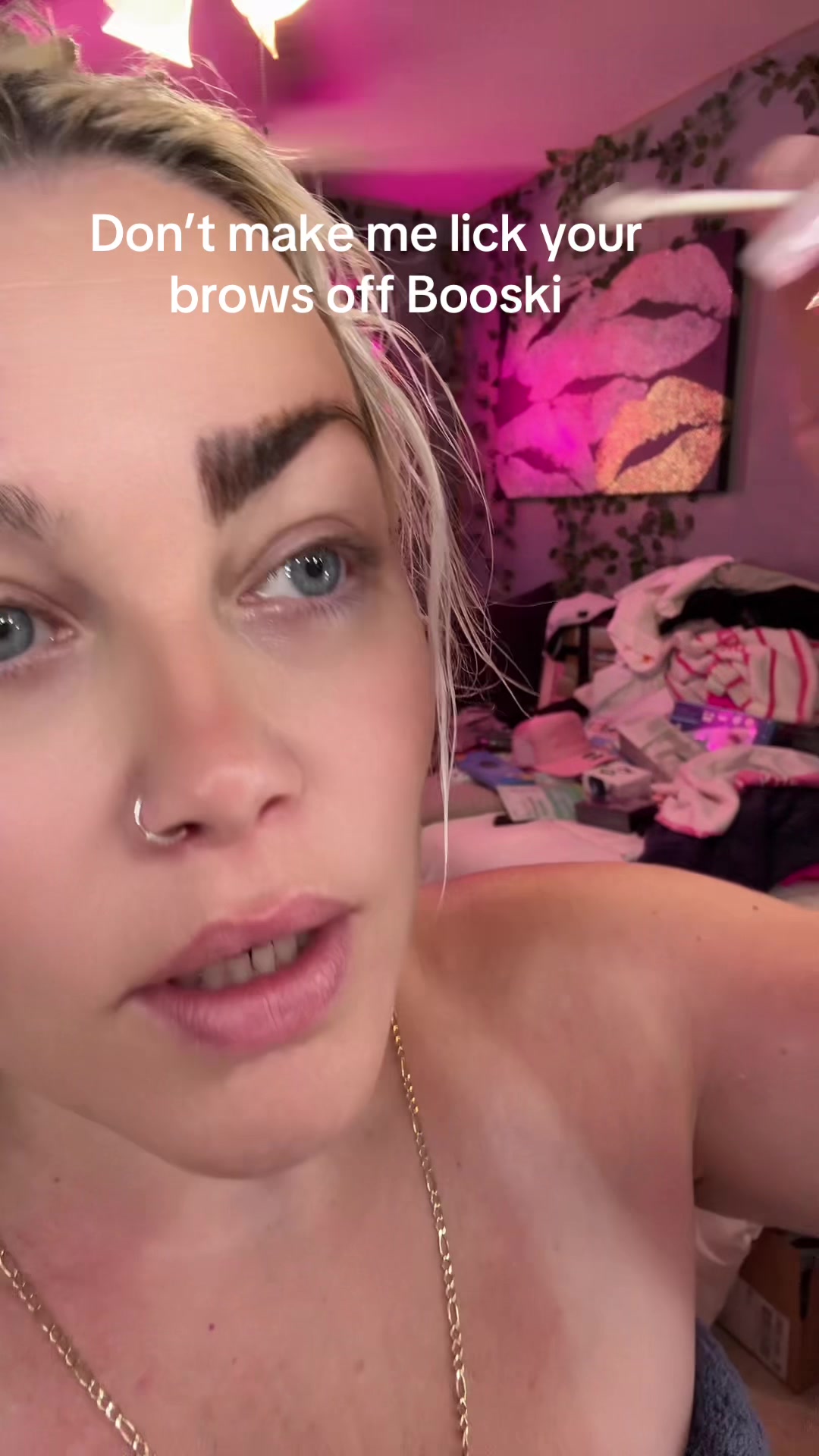 TikTok post by @randellegoldin for iMethodBeauty. Caption reads: Them eyebrows need a lick #eyebrows....