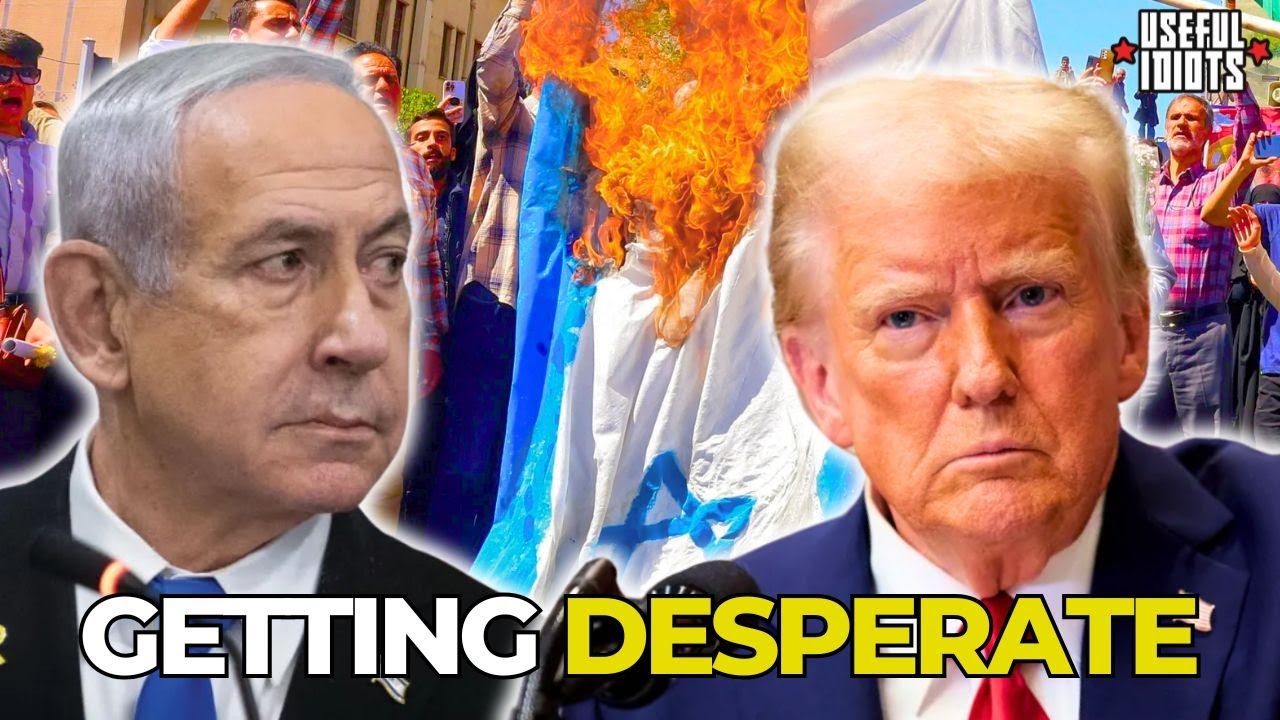 YouTube post by @usefulidiots for American Giant. Caption reads: What Trump Is HIDING About Israel’s War on Iran |....