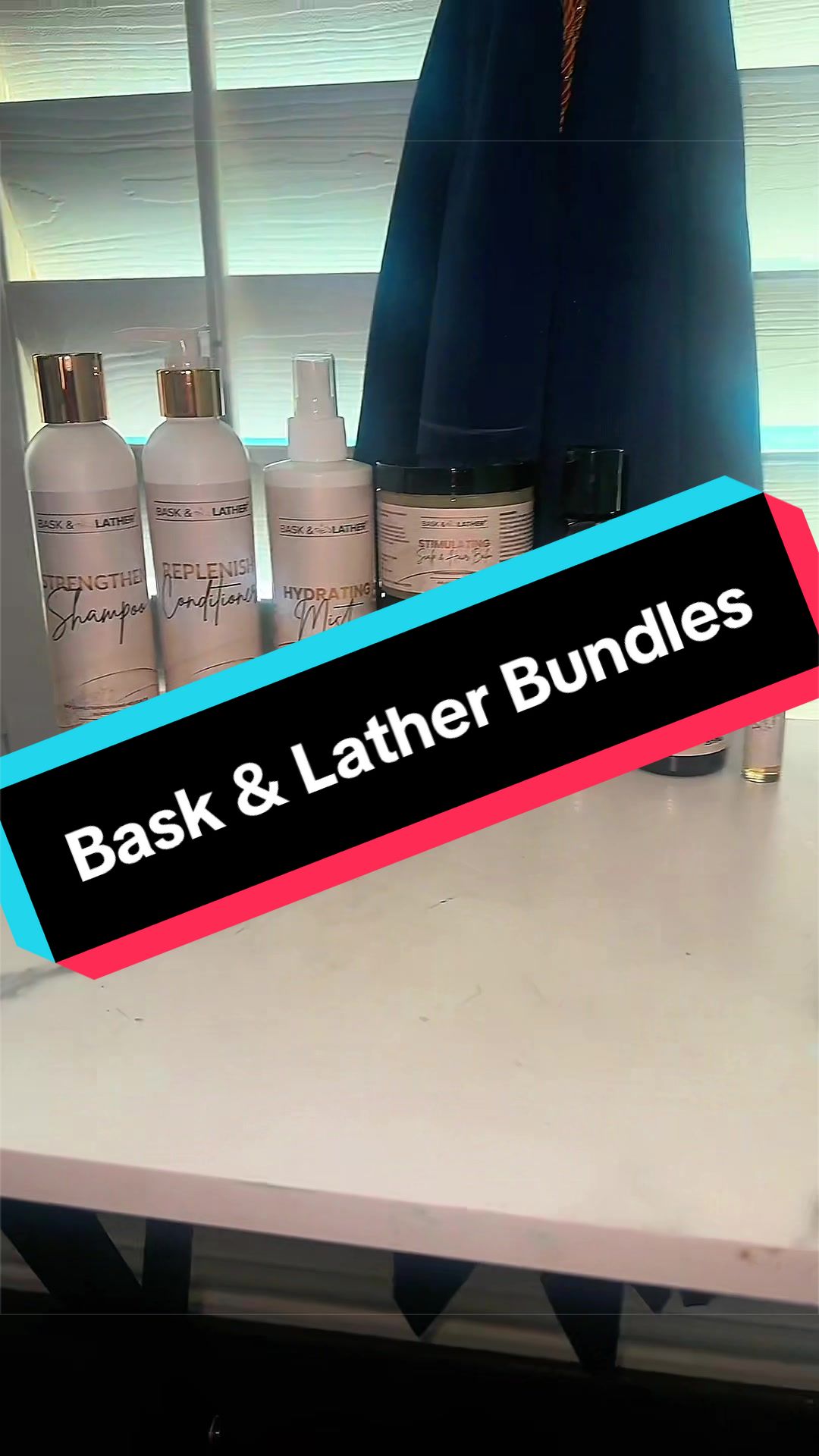 TikTok post by @debbie_datmom for Bask & Lather Co. Caption reads: Love love love anything Bask & Lather! My hair....