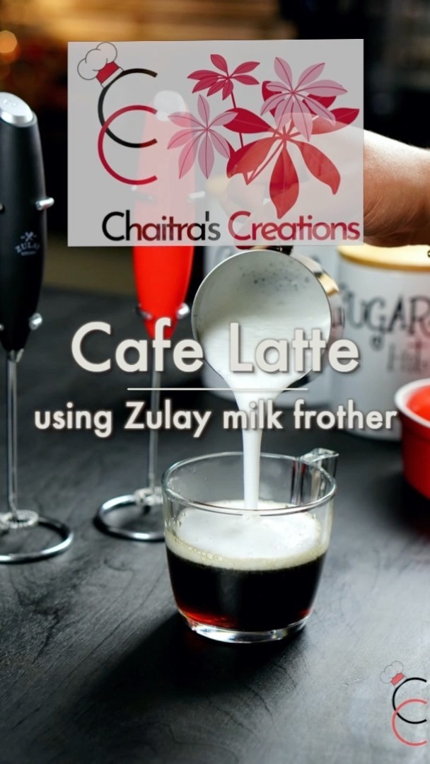 Instagram post by @chaitrascreations for Zulay Kitchen. Caption reads: [...] (frothed well) Get yours today at....